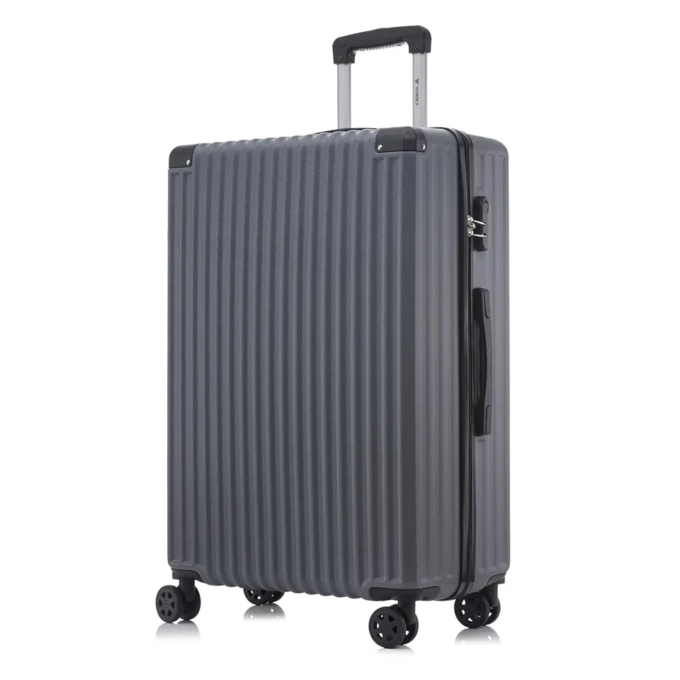 YONSLY Trolley Reisegepäck Hartschalenkoffer mit 4 Rollen, Zahlenschloss, Gummigriff (XL, Grau)