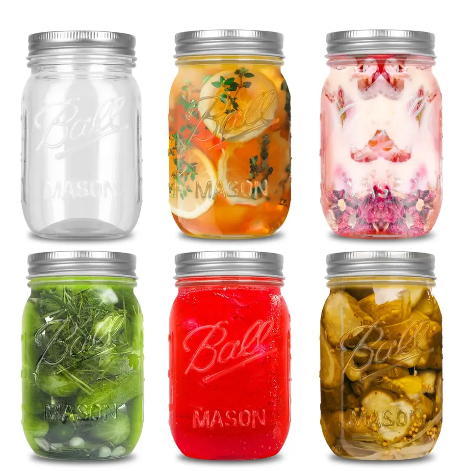 Withosent 6er-Pack 500ml Mason Jar Gläser mit Schraubdeckeln für Einmachen, Eingelegtes, Honig, Joghurt, Nüsse & Süßigkeiten