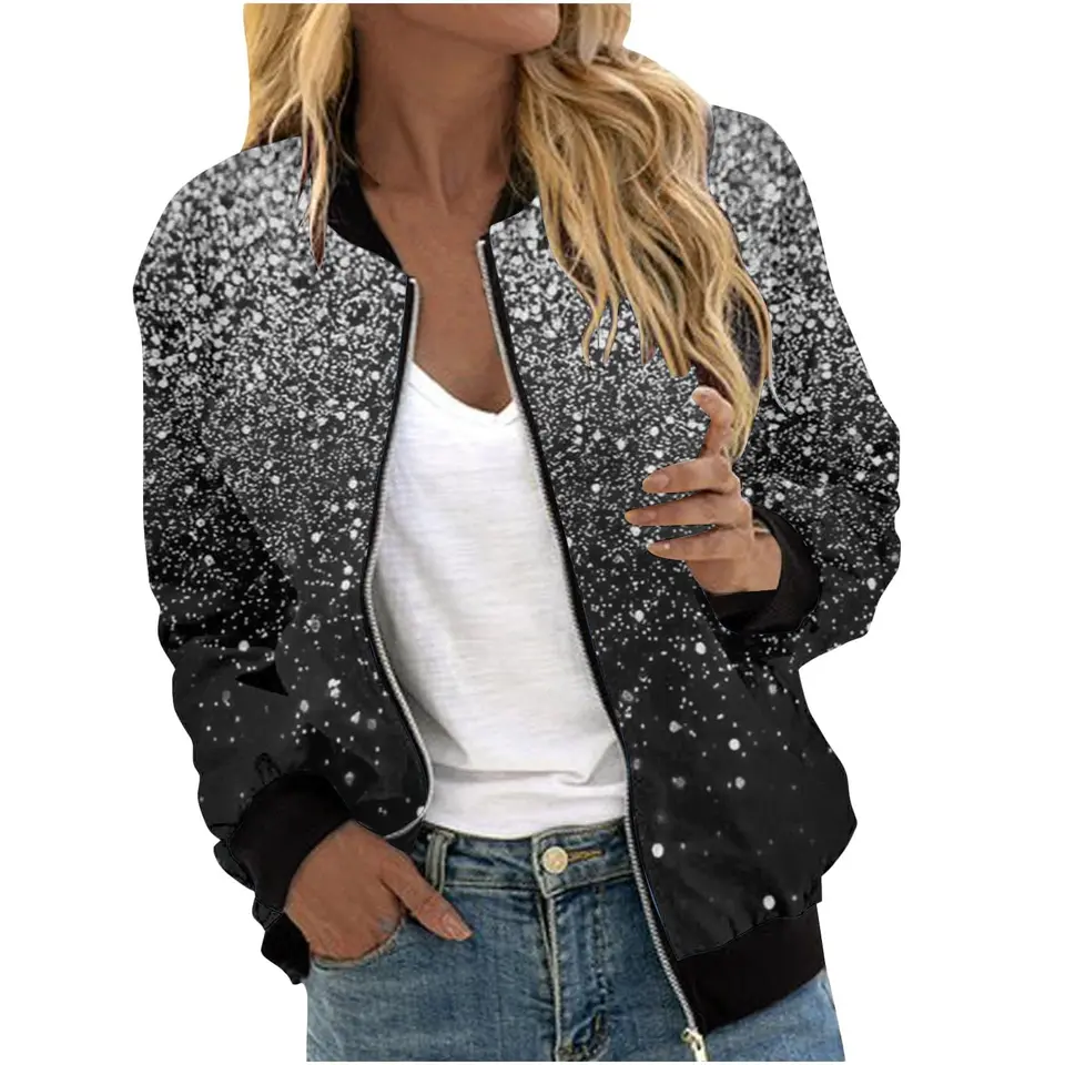 Damen Übergangsjacke Damenmode Damenjacke Damenmantel Damen Bluse Damen Top Damen Baseballjacke Damen mit Knöpfen