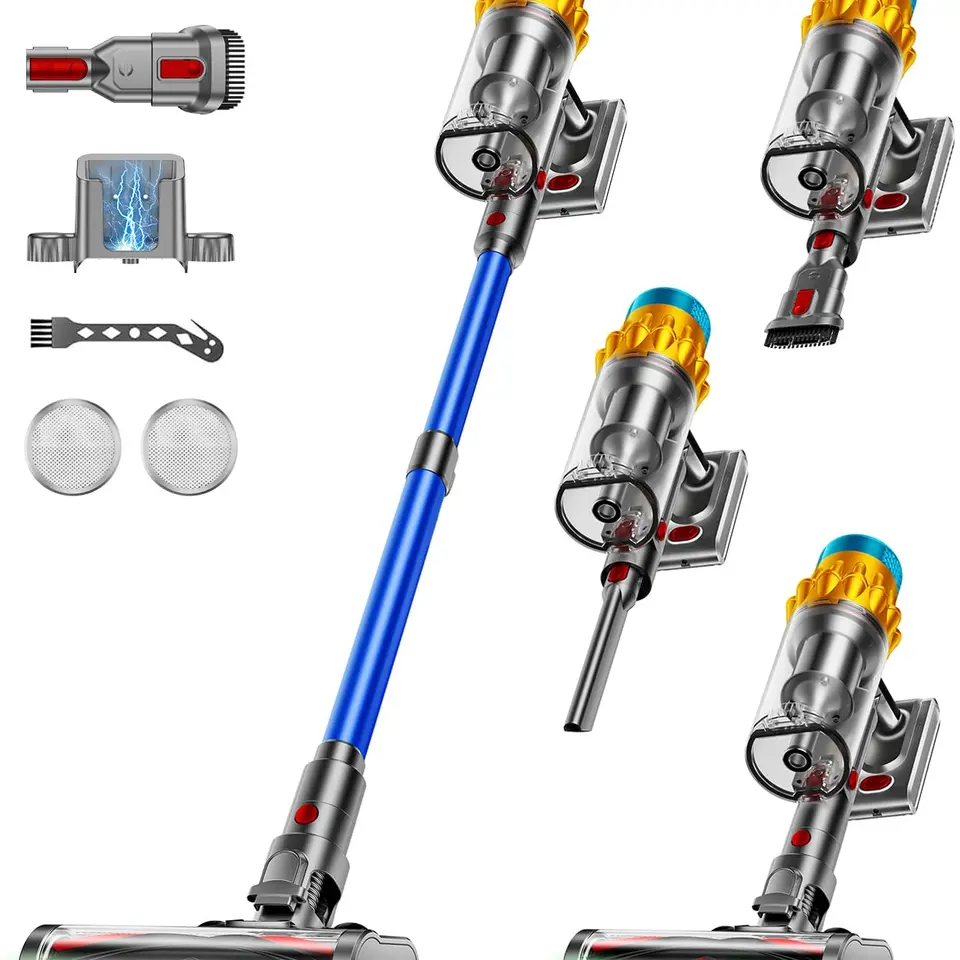 AIDTIPS Akku Staubsauger 50KPA/600W, kabellos, 70 Min Laufzeit, großer Staubbecher 1,8L, anti-Tangle-Bürste, 8-stufiges Filtersystem, für Hartböden, Teppiche & Tierhaare