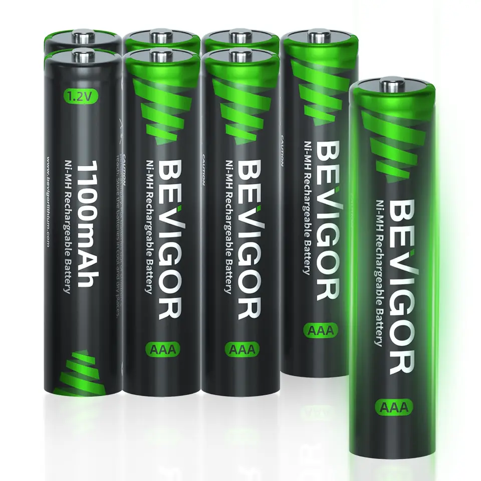 BEVIGOR AAA 1100mAh 1.2V wiederaufladbare NiMH Akkus, 8 Stück
