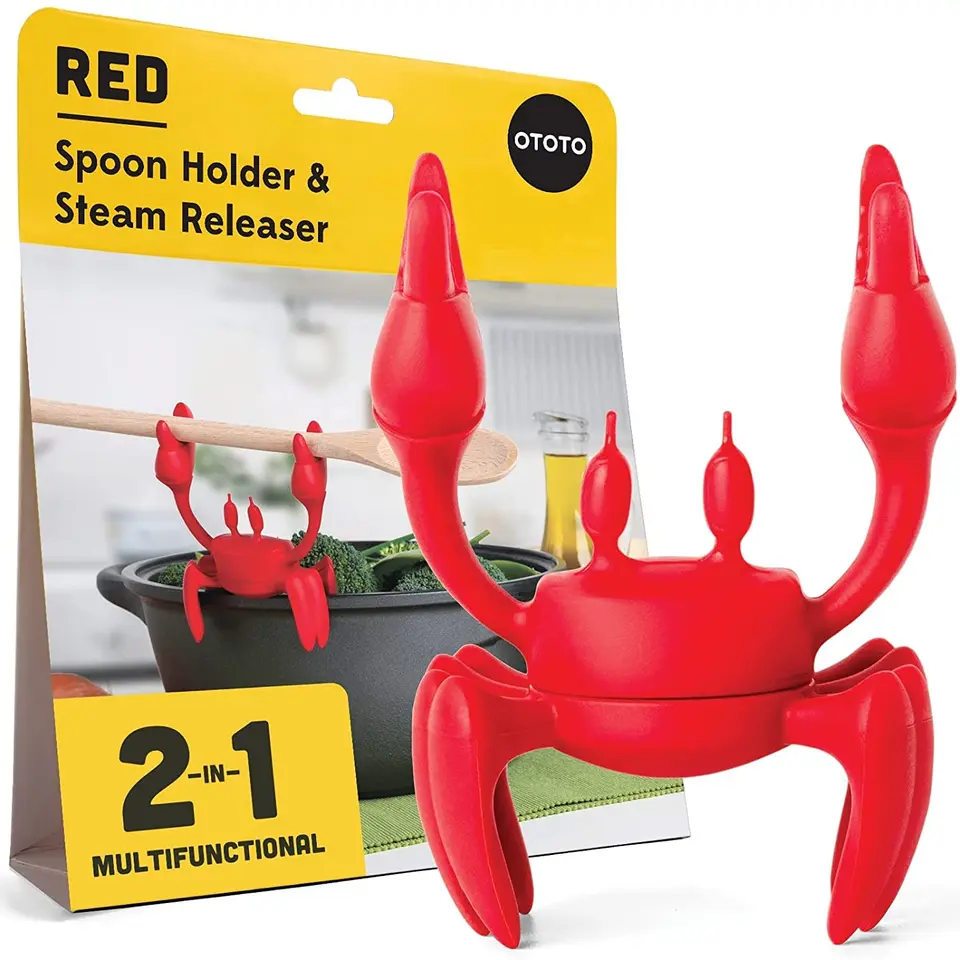 OTOTO Red Kochlöffelhalter Krabbe – Silikon, BPA-frei, hitzebeständig, mit Anti-Rutsch-Design