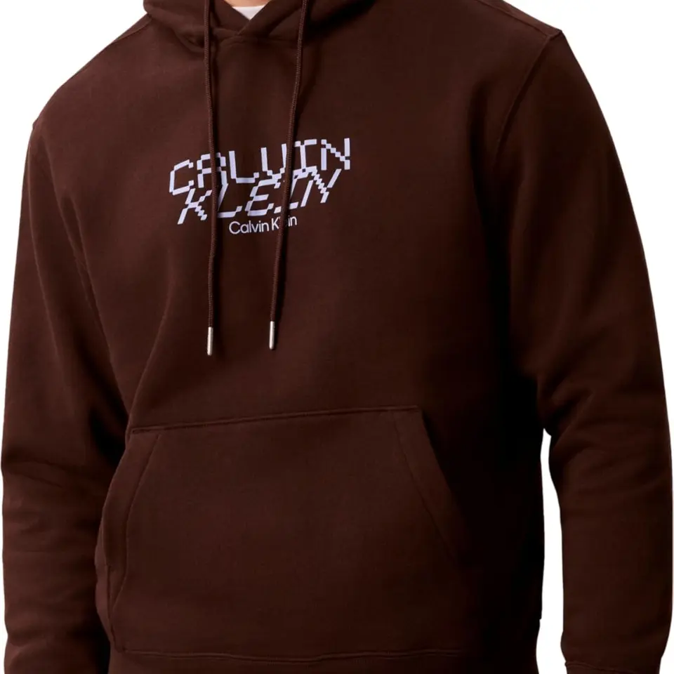 Calvin Klein Herren Hoodie Fleece mit Bauchtasche, Braun (Rich Brown), M