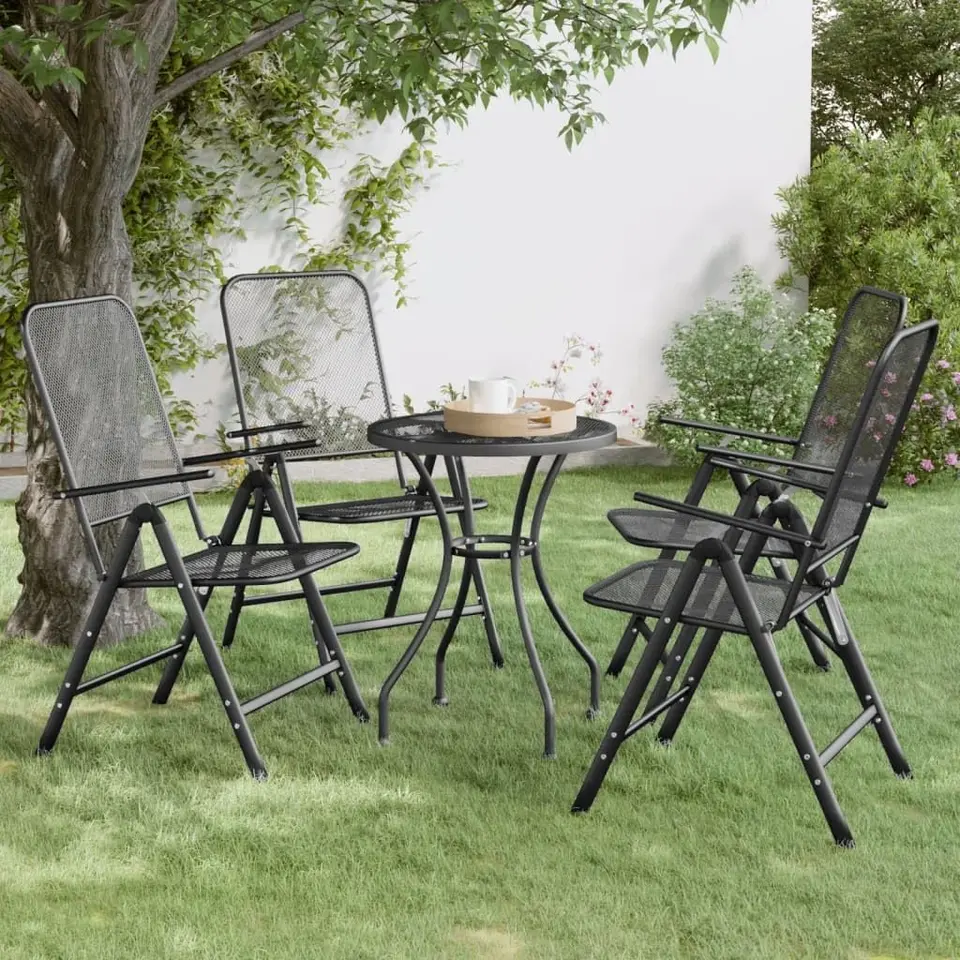 vidaXL 4X Klappbare Gartenstühle, Balkon- und Terrassenstühle, Sitzgruppe, Gartenmöbel, Anthrazit