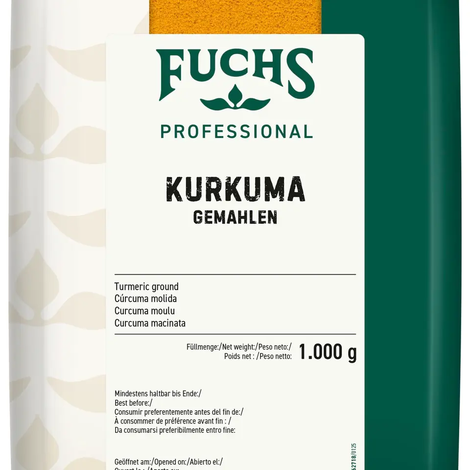 Fuchs Professional - Kurkuma gemahlen 1 kg Beutel für indische Gerichte, Reis & Kartoffelgerichte, Profi-Qualität