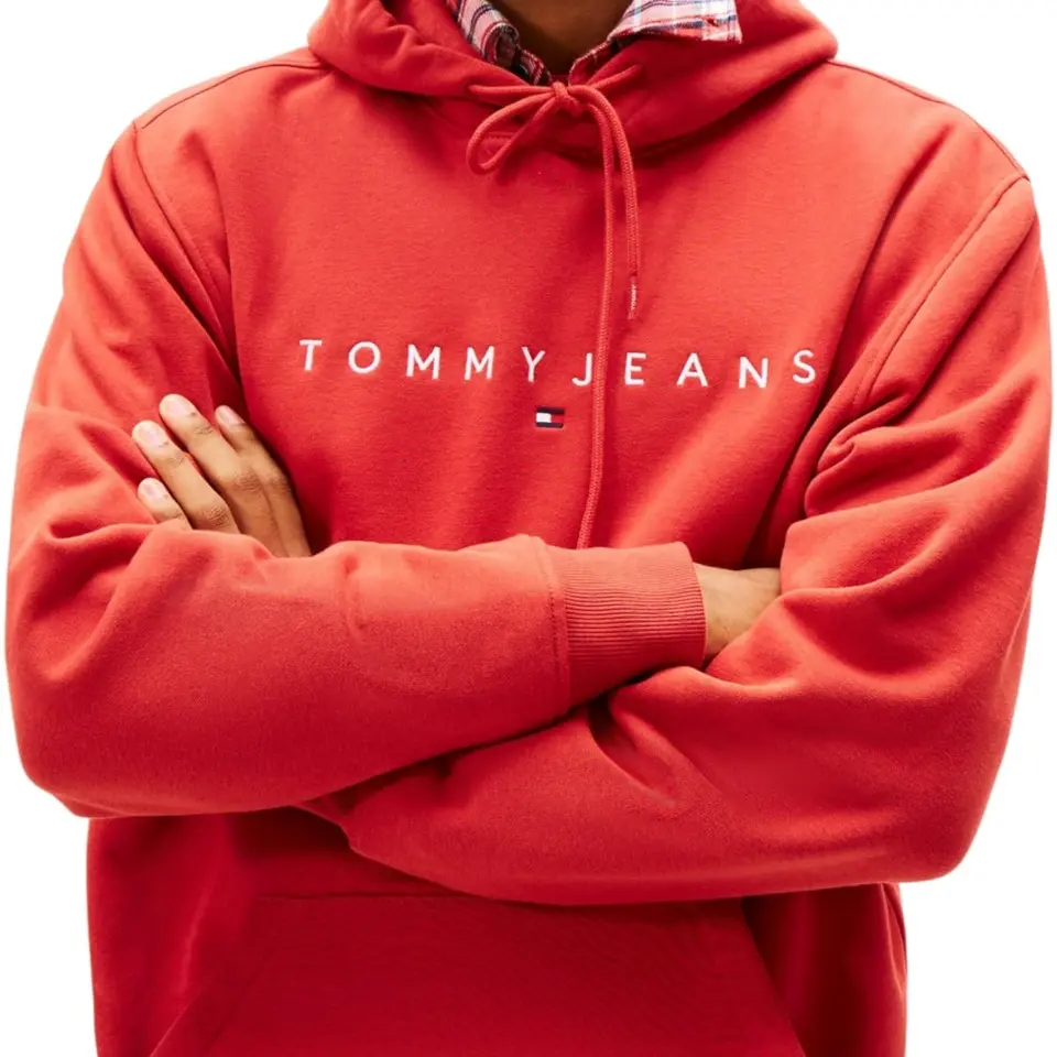 Tommy Jeans Herren Hoodie mit Logo & Kapuze, rot, Größe L