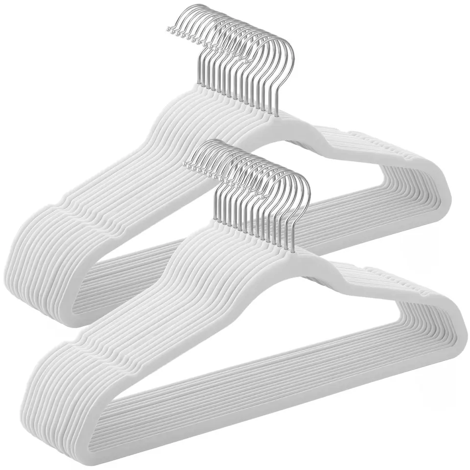 SONGMICS Samt Kleiderbügel 30er Set, 41,5 cm, weiß