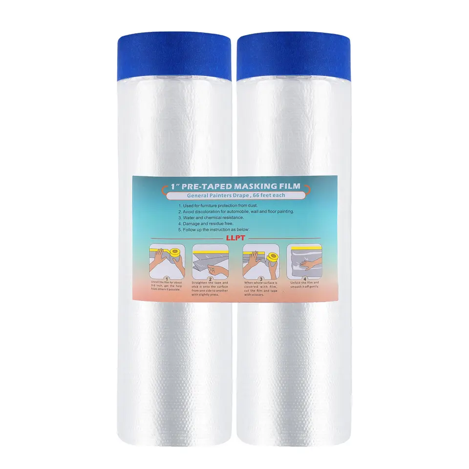 LLPT Abdeckfolie mit Klebeband, 2 Rollen, 140cm x 20m, blau