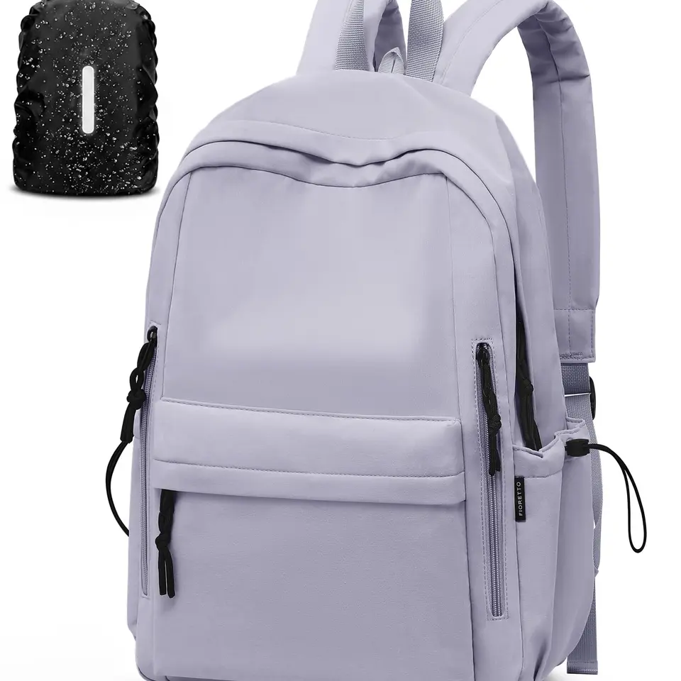 FIORETTO Rucksack Damen Schulrucksack mit Regenschutz, für 15,6"-Laptop, Anti-Diebstahl-Tasche, ideal für Schule, College, Pendeln & Reisen Grau