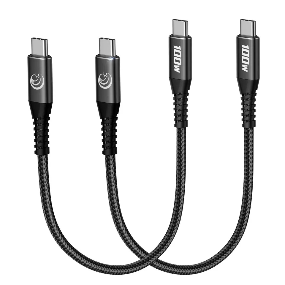 USB C auf USB C Ladekabel 2 Stück, 30 cm, 100W/5A, Nylon, Schnellladekabel für iPhone 16/15 Pro Max, Samsung S24/S23/S22, iPad, MacBook Pro, Pixel