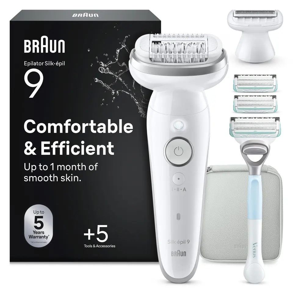 Braun Epilierer Damen Silk·épil 9 Ladyshaver 9-141 Weiß/Silber