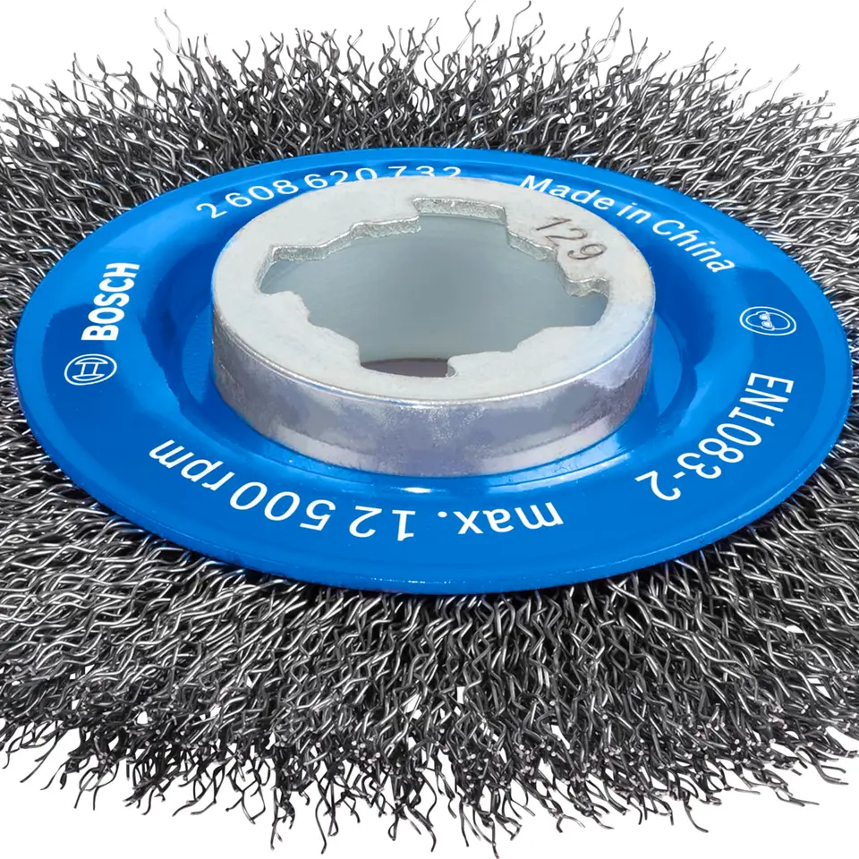 Bosch Professional Scheibenbürste Gewellter Draht Clean Ø 115 mm, 0,3 mm Drahtstärke, für Metall, X-LOCK