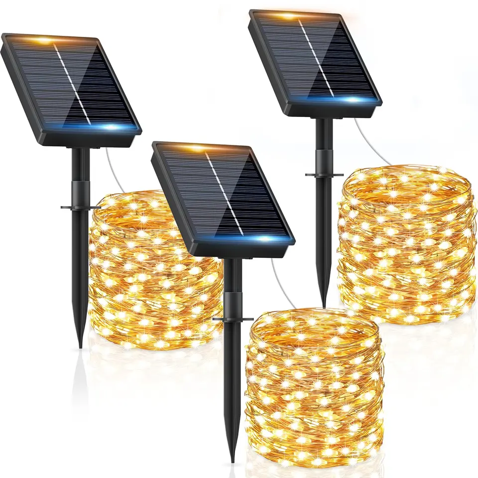 FIFlying Solar Lichterkette Außen, 3x12M, 120 LED, wetterfest, IP65, 8 Modi, für Balkon, Garten, Zaun, Camping, Hof & Party