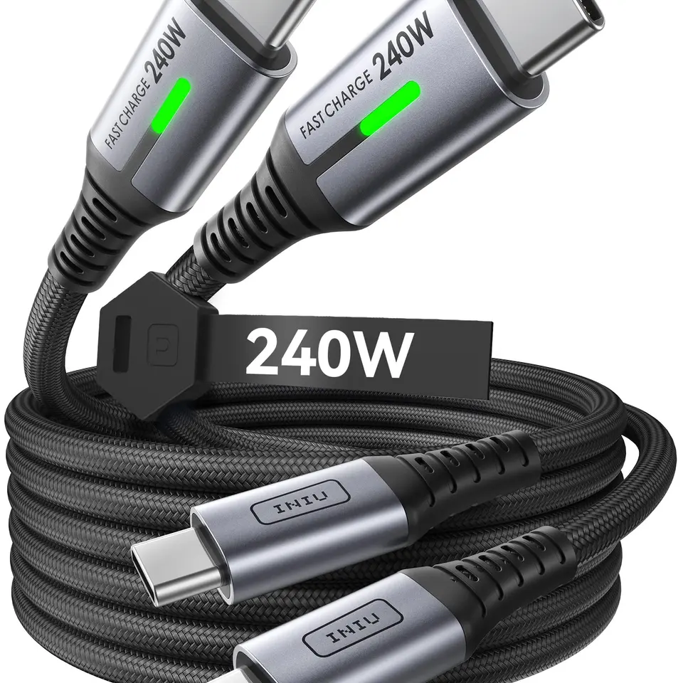INIU 240W USB C Kabel, 2er Set 2m Nylon Geflochten, PD Schnellladekabel für iPhone 17/16/15 Pro Max, Galaxy S25/S24 Ultra, Pixel 10/9a, iPad Pro, MacBook Air