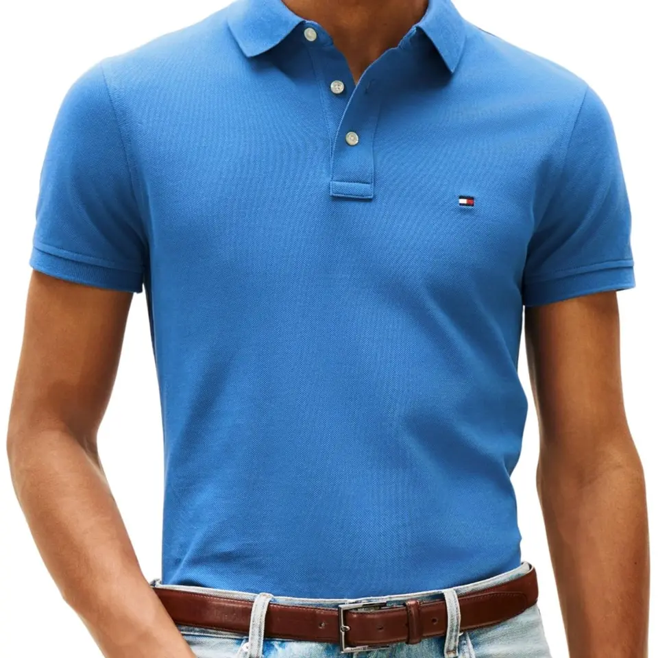 Tommy Hilfiger Herren Poloshirt Kurzarm Blau (Blue Orbit) Slim Fit L
