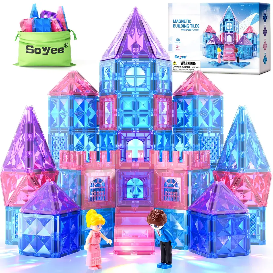 Magnetische Bausteine 58-tlg. Set für Kinder ab 3–8 Jahre – Konstruktionsspielzeug & STEM Lernspielzeug