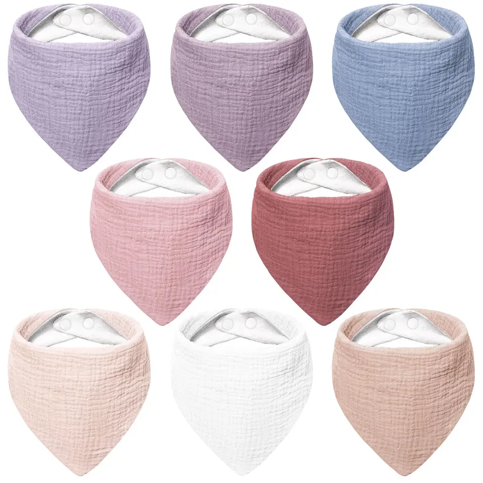 Bearmoss Lätzchen Baby Dreieckstuch Musselin Halstuch 8 Stück aus 100% Baumwolle für Jungen und Mädchen (SommerBeere)