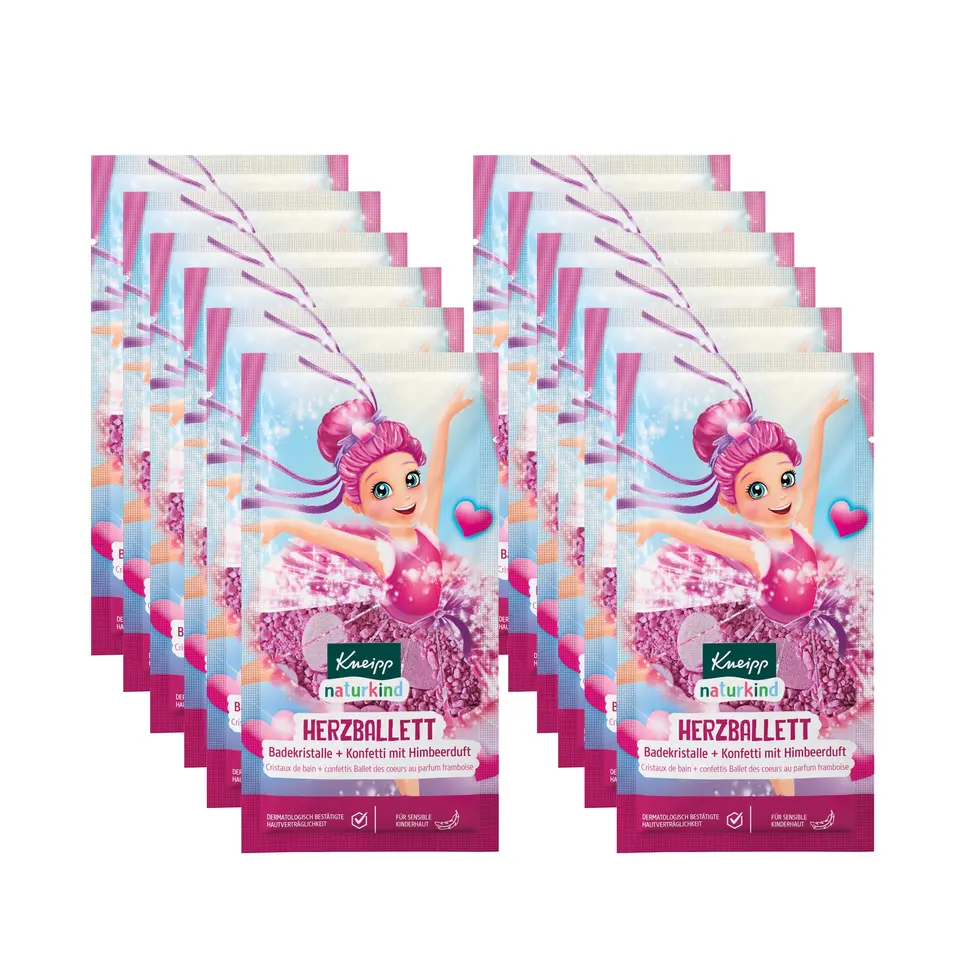 Kneipp naturkind Badekristalle + Konfetti Herzballett - Badezusatz mit Himbeerduft für sensible Kinderhaut