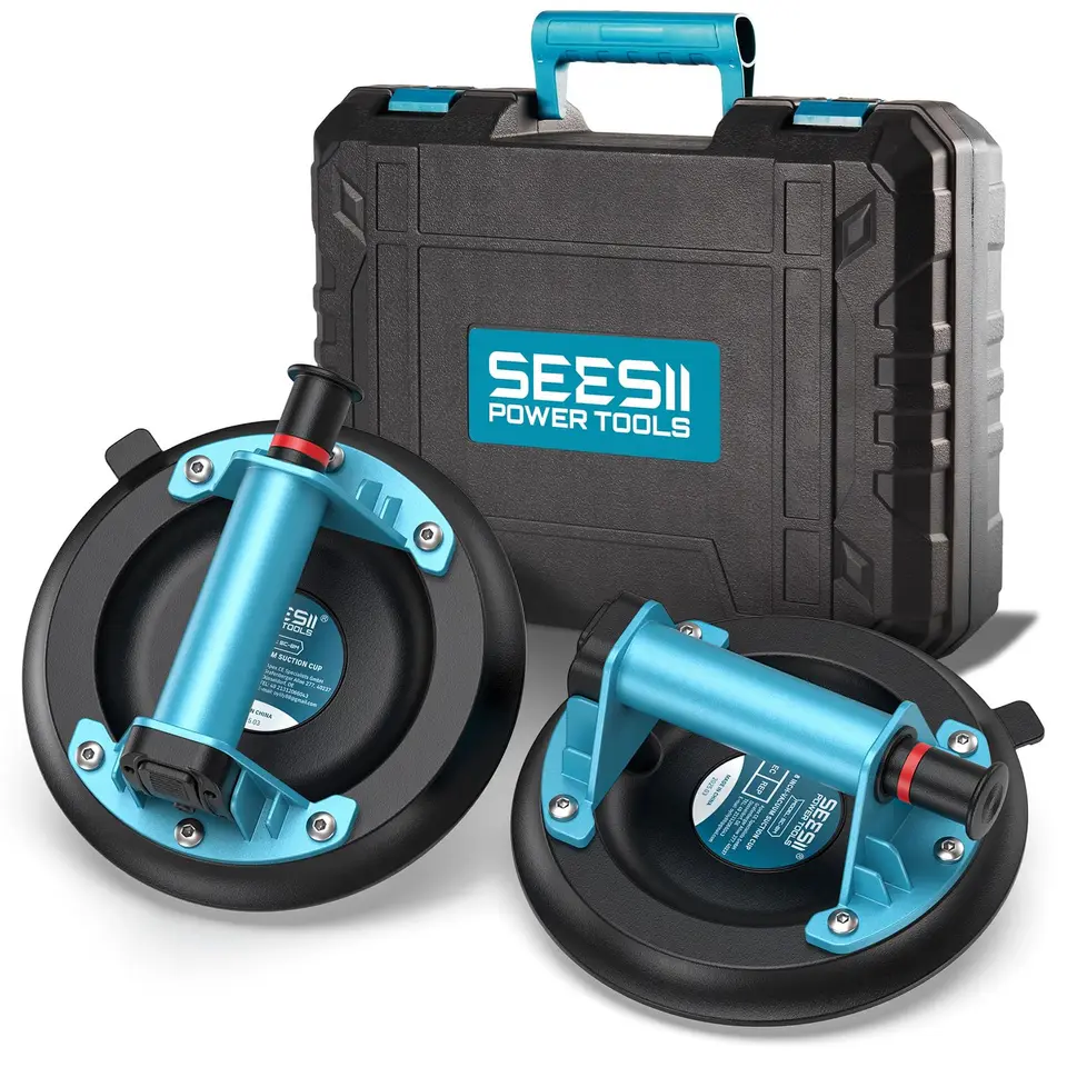 SEESII Vakuum Saugheber 2er-Set, 8" Glasheber mit Tragkraft bis 200 kg, für Fliesen, Glas, Marmor, Laminat & Terrassenplatten