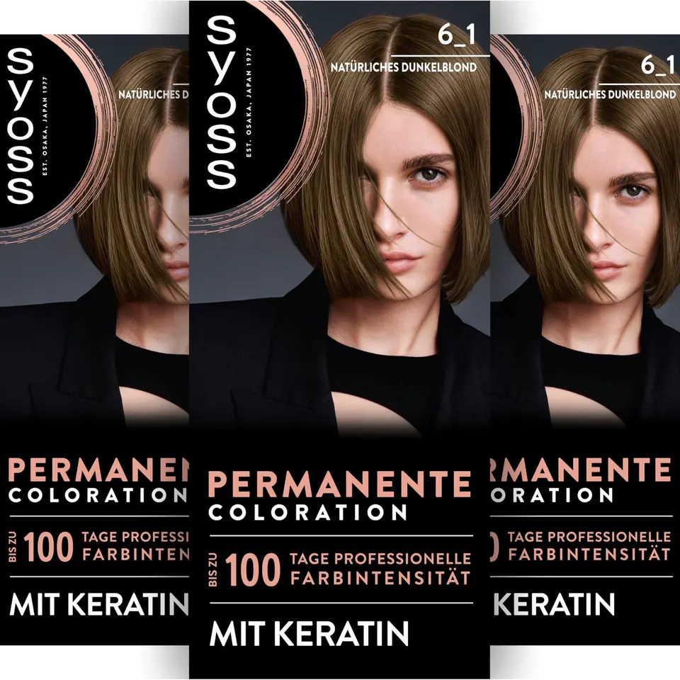SYOSS Coloration 6_1 Natürliches Dunkelblond (115 ml) – Permanente Coloration mit Keratin, bis zu 100 Tage Farbintensität, 100% Grauabdeckung