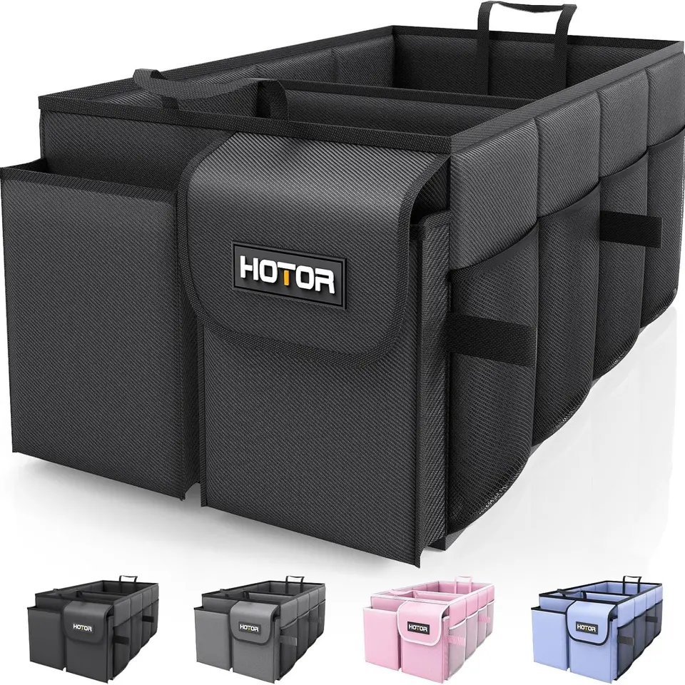 HOTOR Kofferraum Organizer – Faltbarer Auto-Organizer mit 2 Fächern, Schwarz, 54.1 x 32.0 x 26.9 cm