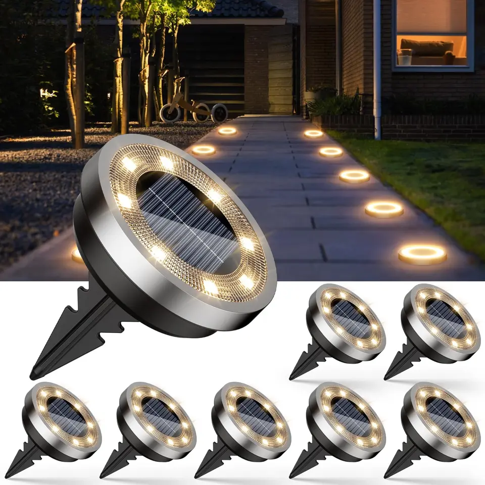 Solar Bodenleuchten für Garten, Weg, Rasen, Auffahrt – 8 Stück, Warmweiß