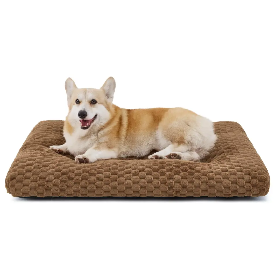 BEDSURE Hundebett für große Hunde, waschbar, weich, mit rutschfester Unterseite, 89x58x9cm, Caramel Café