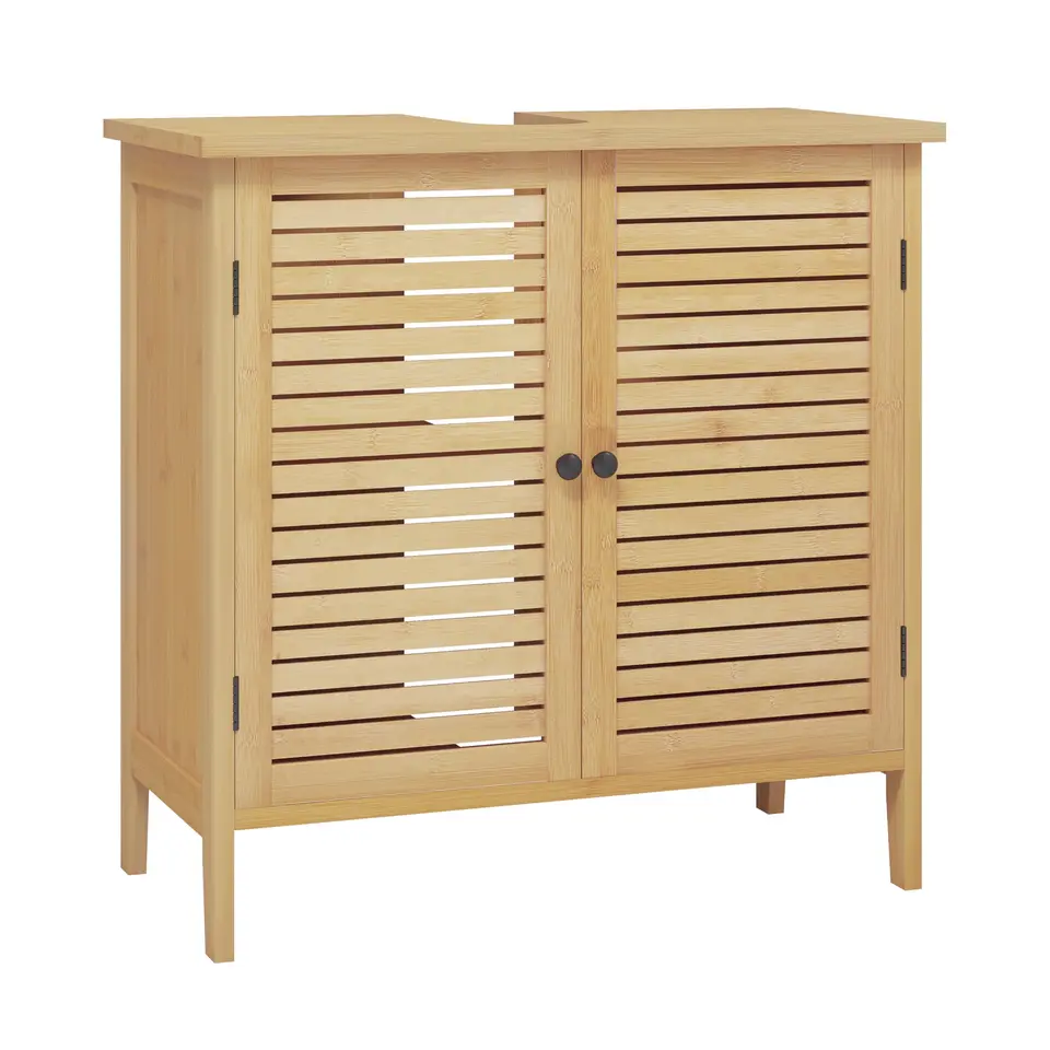 EUGAD Waschbeckenunterschrank, Badezimmer Unterschrank, 60x60x30 cm, mit 2 Lamellentüren & verstellbarer Ablage