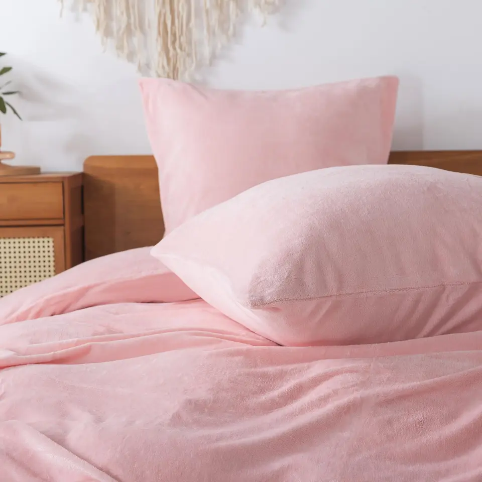 WUMIUER Plüsch Kissenbezüge 40 x 80 cm (Set mit 2) Rosa - Weiche, flauschige Kissenhülle mit Reißverschluss für Bett, Sofa, Couch
