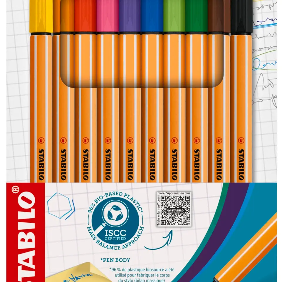STABILO point 88 Fineliner – 10er-Pack – Sortierte Farben