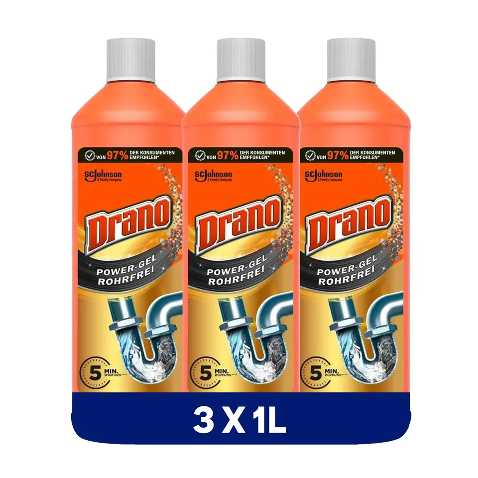 Drano Extra Stark Abflussreiniger 3er Pack für Küche & Bad