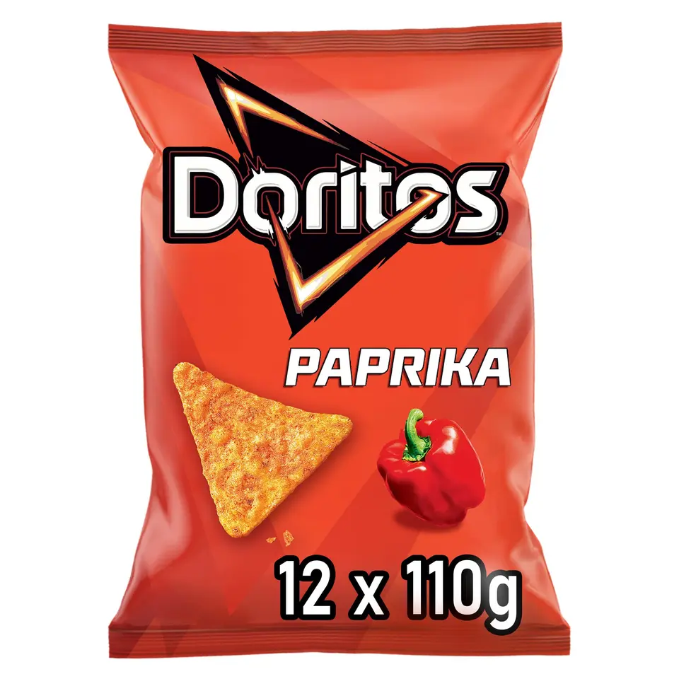 Doritos Paprika - Tortilla Nachos mit Paprika-Geschmack - Herzhafter Snack aus Mais (12 x 110g)