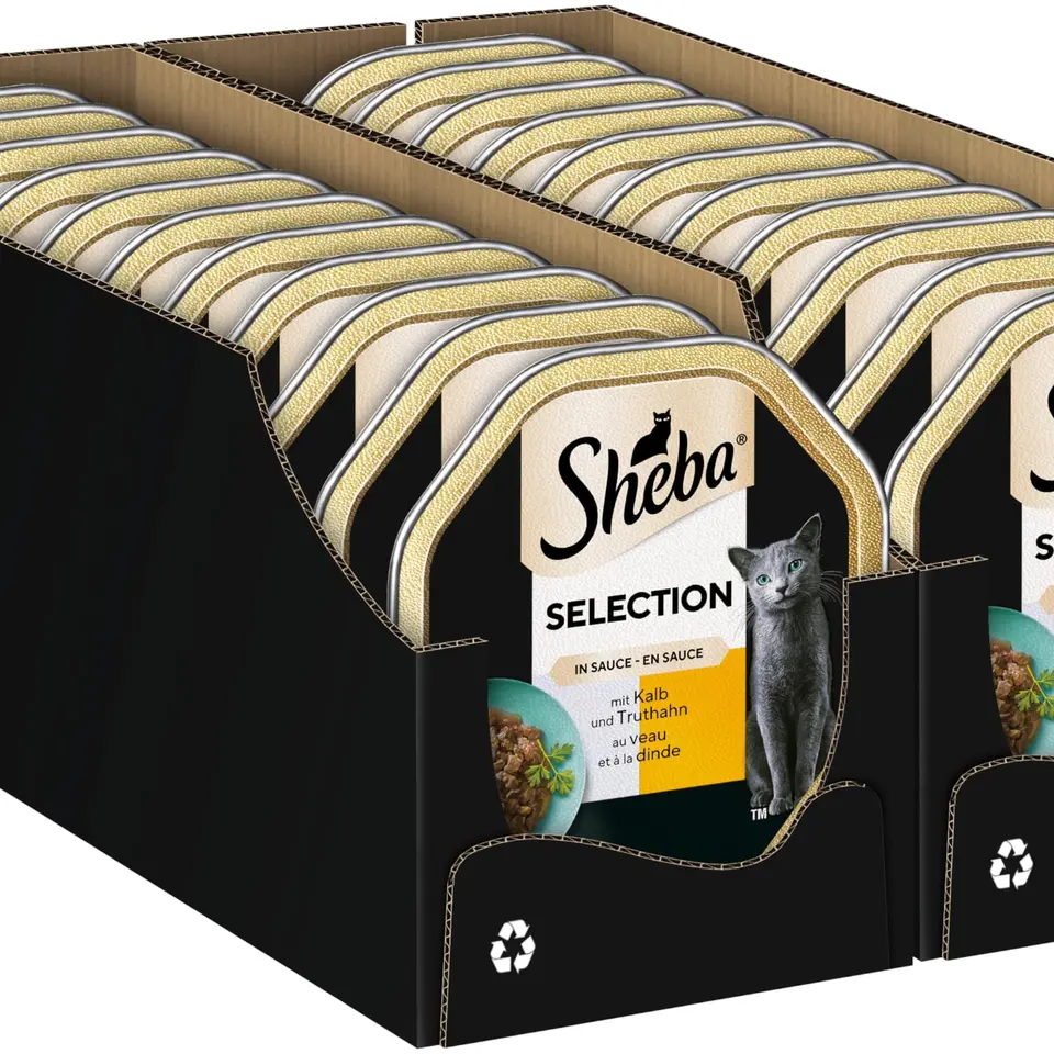 SHEBA Nassfutter für Katzen, 2x85g, Kalb & Truthahn in Sauce