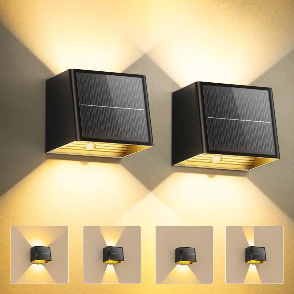 TuyLuxe Solarlampen für Außen 2er-Set mit Bewegungsmelder, Solar Wandleuchten