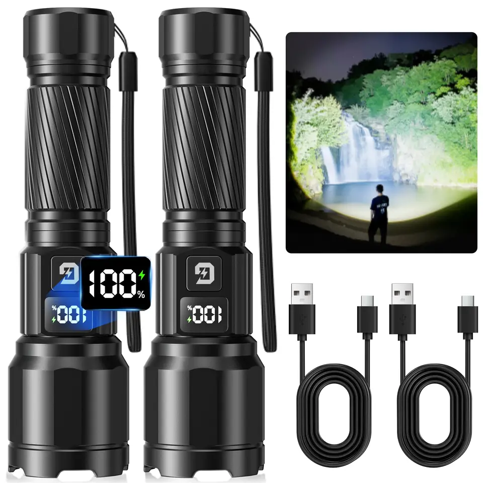 GEARLITE LED Taschenlampen, 6000LM, wasserdicht, zoom, 2 Stück