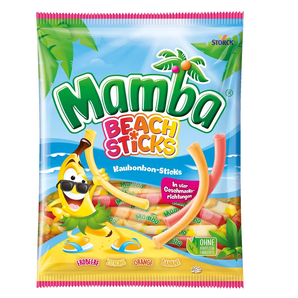 Mamba Beach Sticks – Fruchtige Kaubonbon-Stangen, 1x160g – Verschiedene Sorten, Süßigkeiten Mix