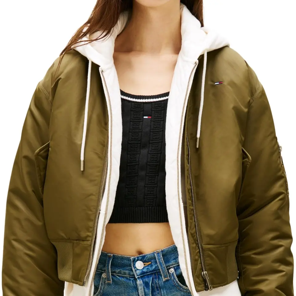 Tommy Jeans Damen Bomberjacke Essential, Grün (Tundra Olive), M