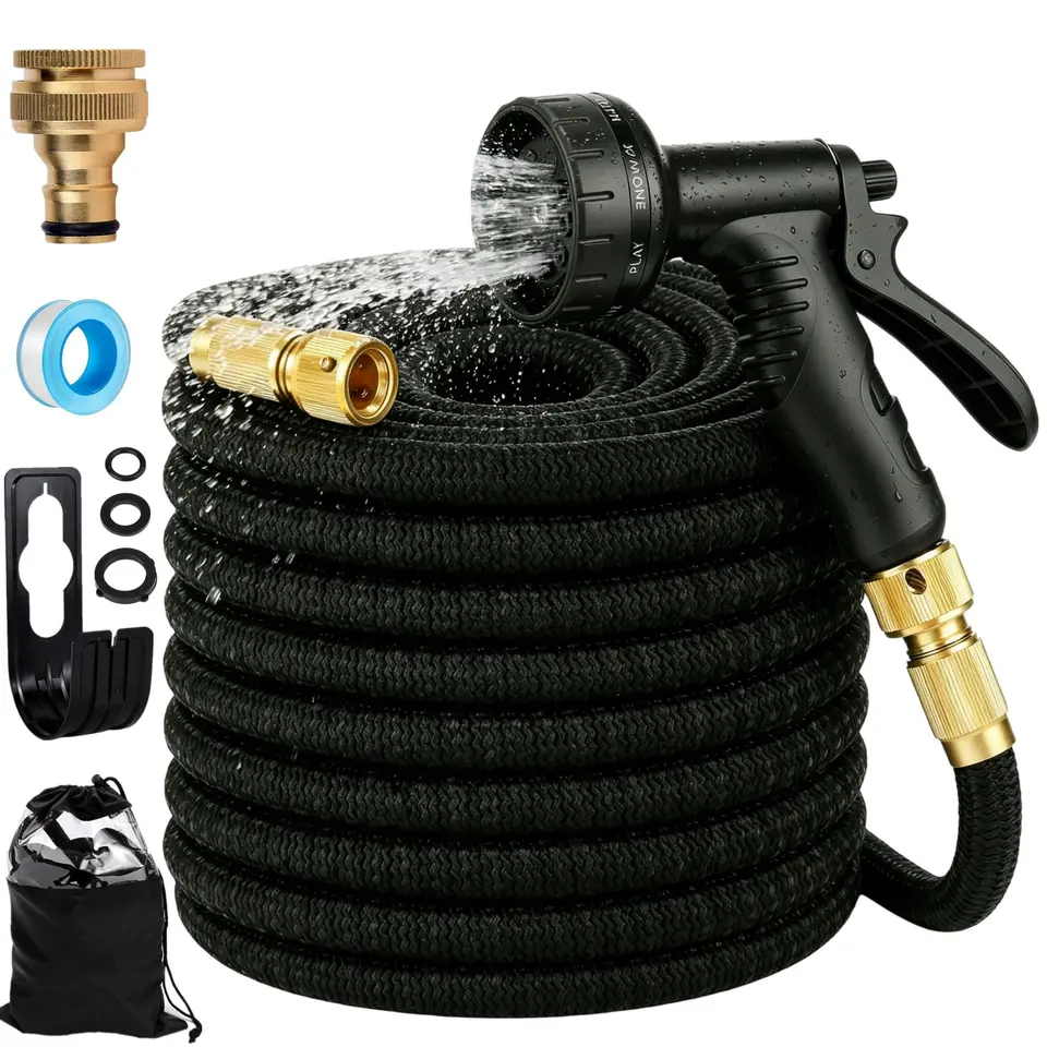 Expandierbarer Gartenschlauch, 75ft, 3-lagiger Latex, No-Kink, 10-Strahlarten, Messinganschlüsse, flexibel für Garten & Autowäsche