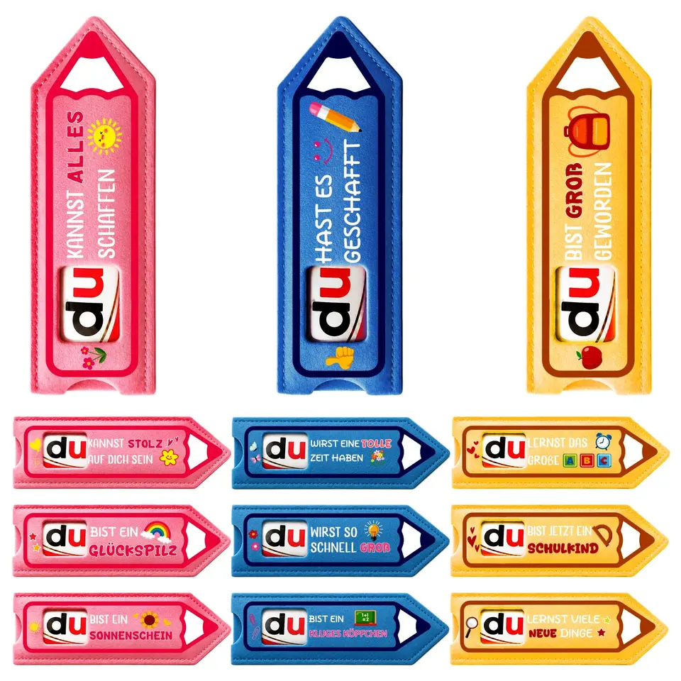 Giftota 12er Set Einschulung Geschenk für Jungen und Mädchen, Bleistift-Design mit Spruch