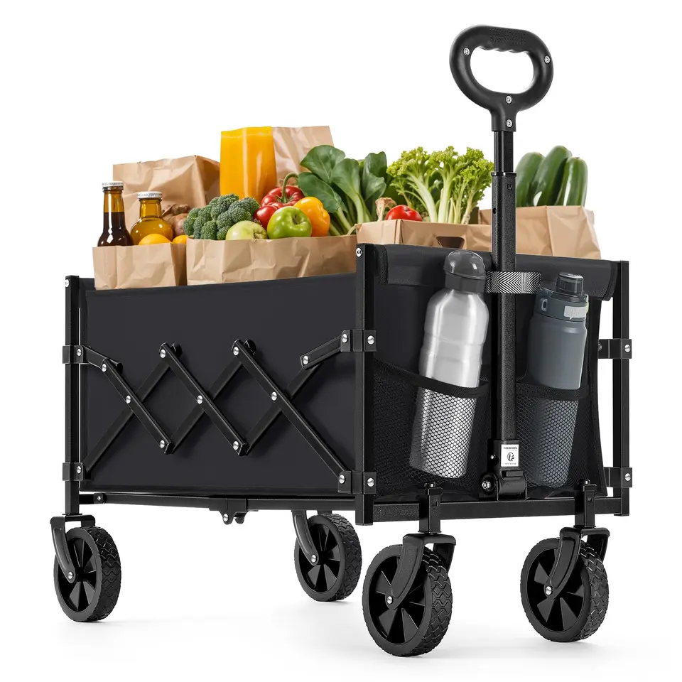 SONGMICS faltbarer Gartenhandwagen, 90 L, bis 180 kg, schwarz
