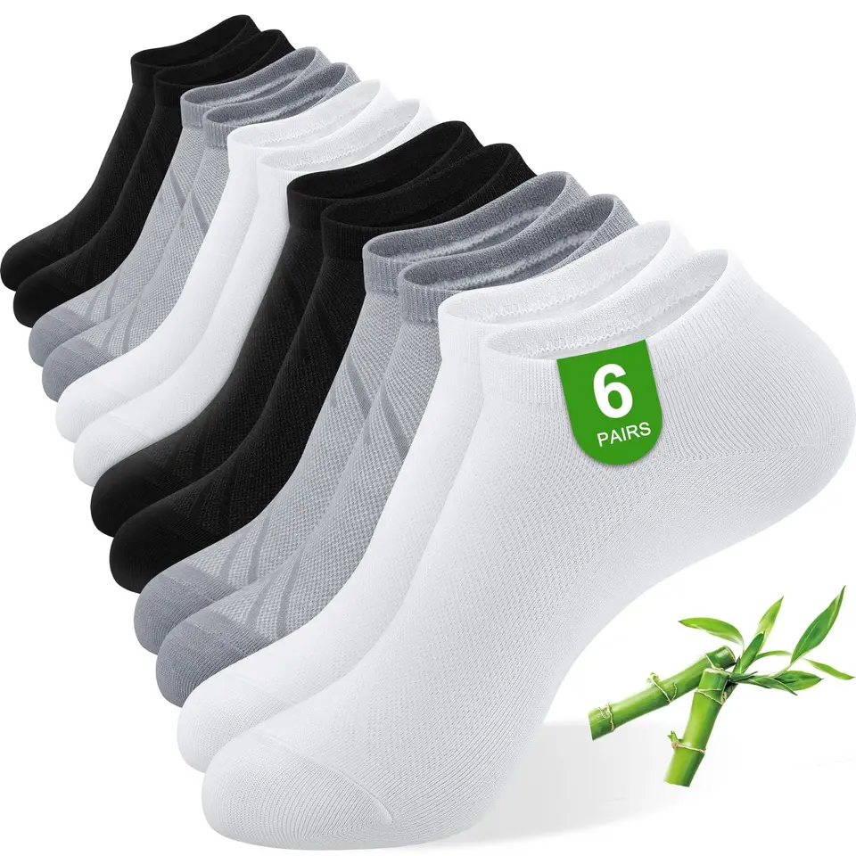 Kotashion Bambus Sneaker Socken Damen & Herren, Kurze Sportsocken, Laufsocken, Unisex, Mehrfarbig, 6 Paar