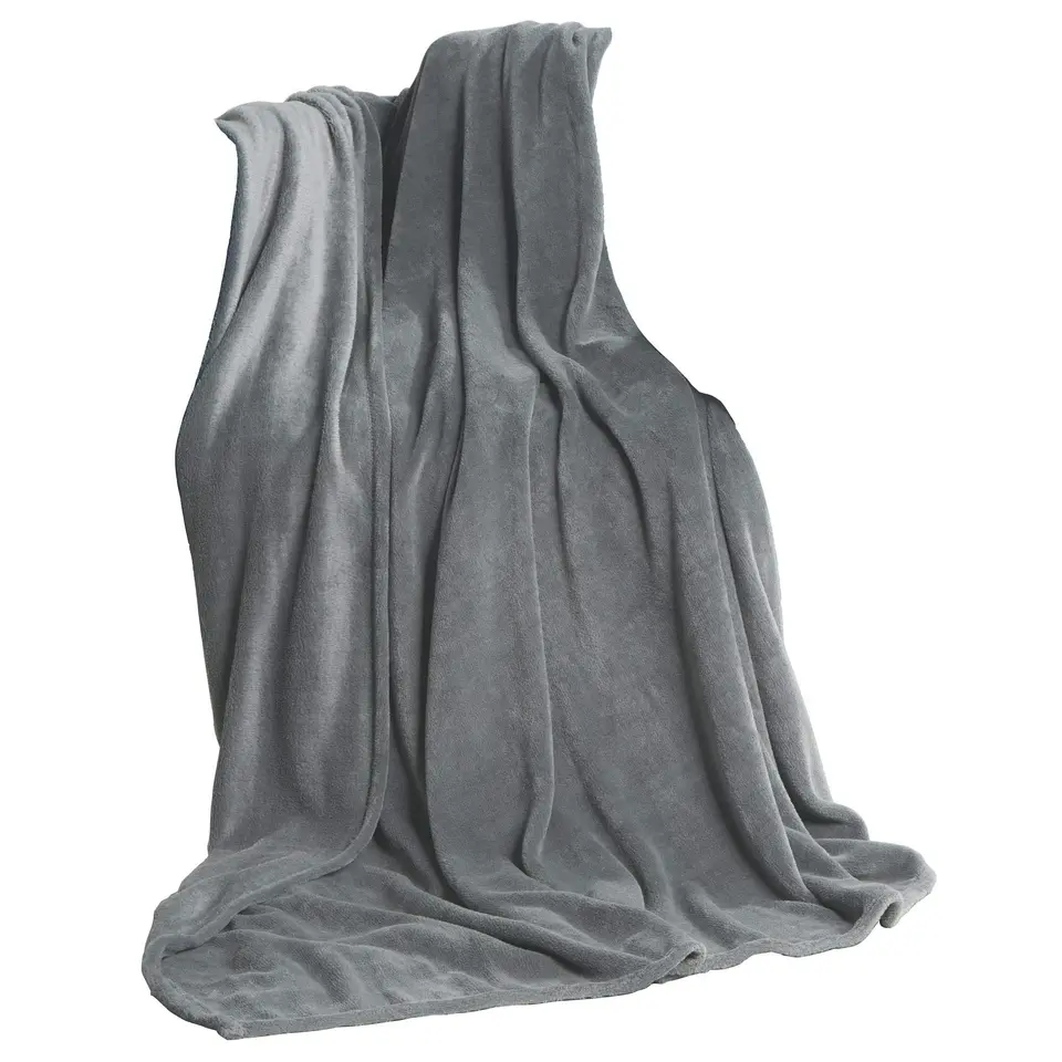 CelinaTex XL Kuscheldecke 220 x 240 cm Silber grau, weich Soft Mikrofaser Fleece, Oeko-TEX, ideal für Sofa & Wohndecke