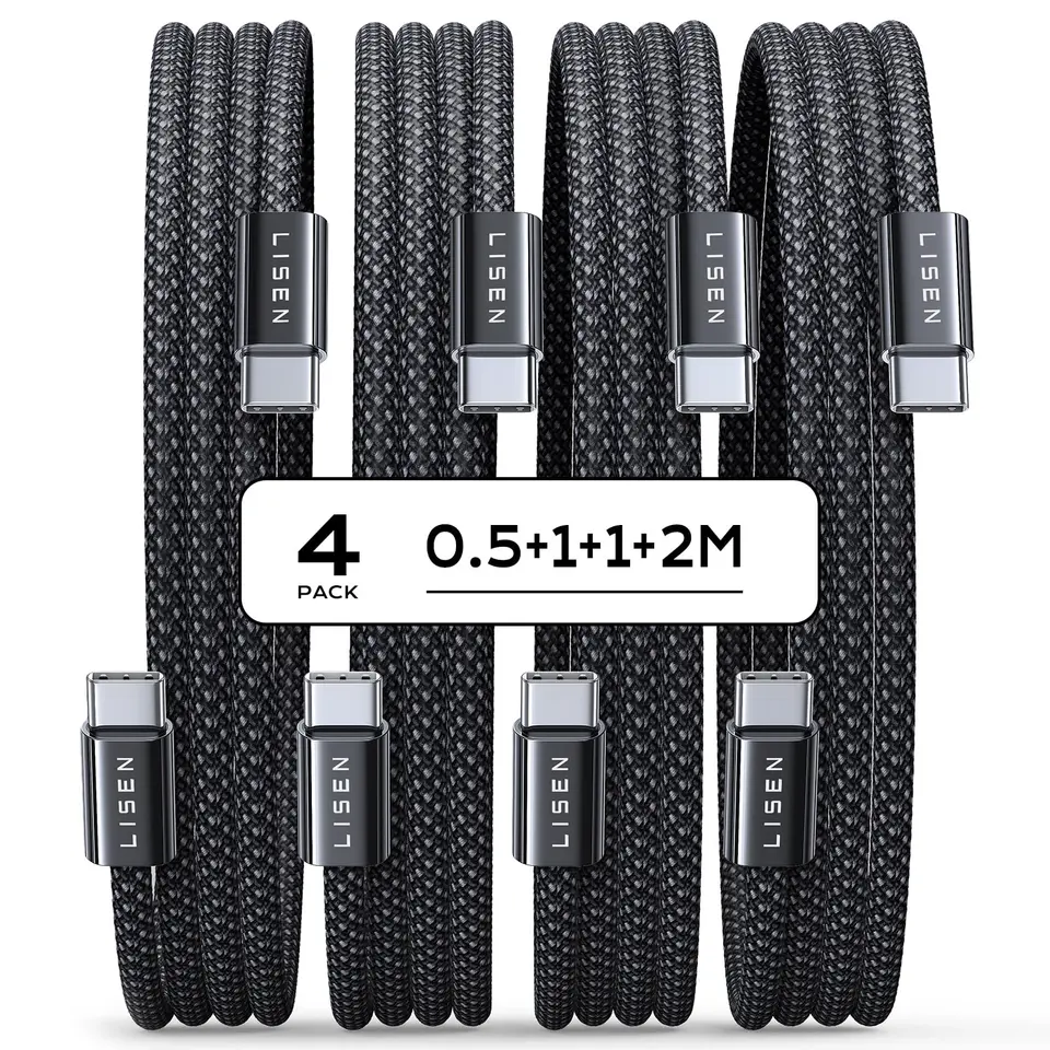 LISEN 60W USB C Kabel, 4er Pack, verschiedene Längen