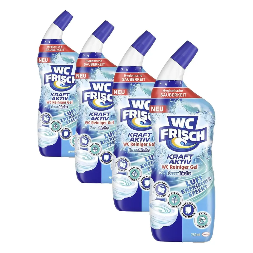 WC Frisch WC-Reiniger Gel Ozeanfrische (750 ml), hygienisch frisch, mit Lufterfrischer, 4er Pack