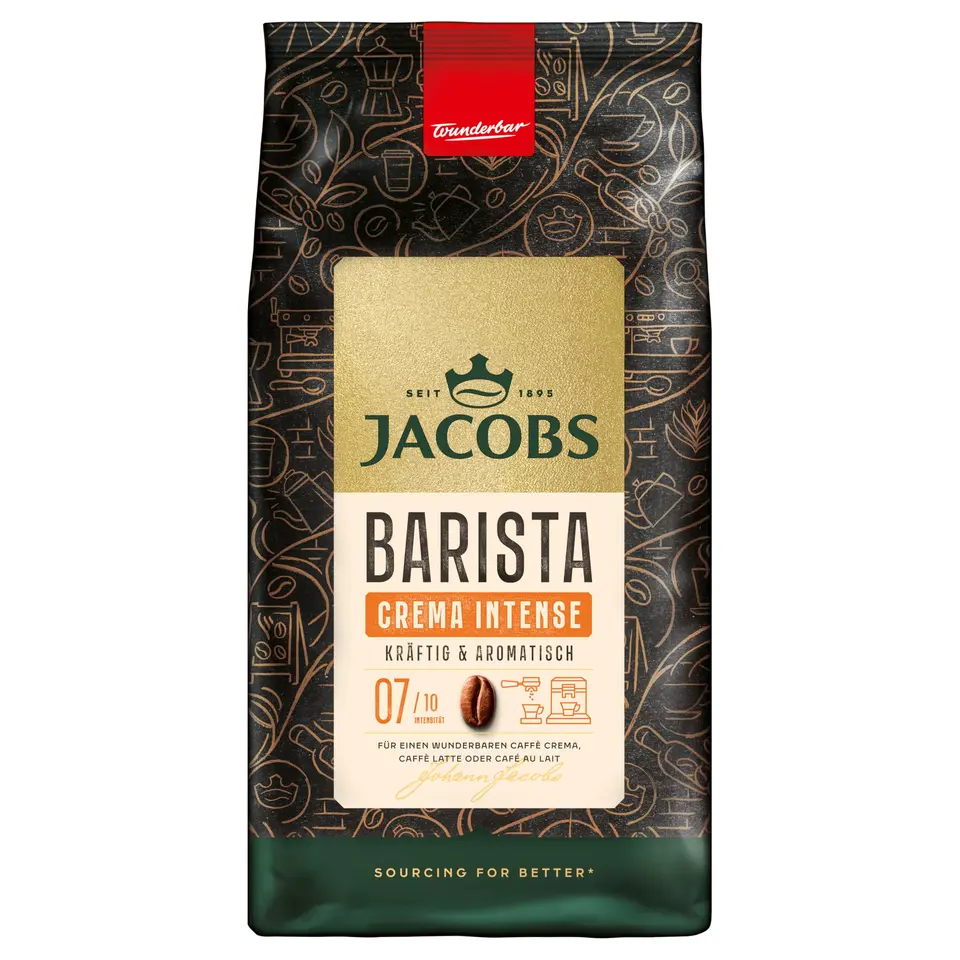 Jacobs Kaffeebohnen Barista Crema Intense, 1 kg, Kaffee ganze Bohnen