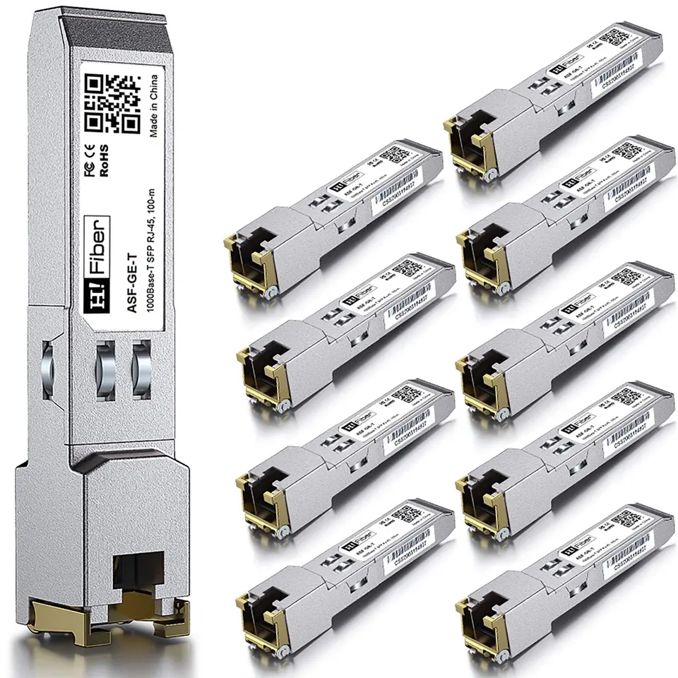 10 Stück 1000BASE-T SFP Transceiver, SFP zu RJ45, 1.25G Kupfer Ethernet Modul kompatibel mit Cisco GLC-T/SFP-GE-T, Ubiquiti UniFi UF-RJ45-1G, Mikrotik S-RJ01, Netgear AGM734