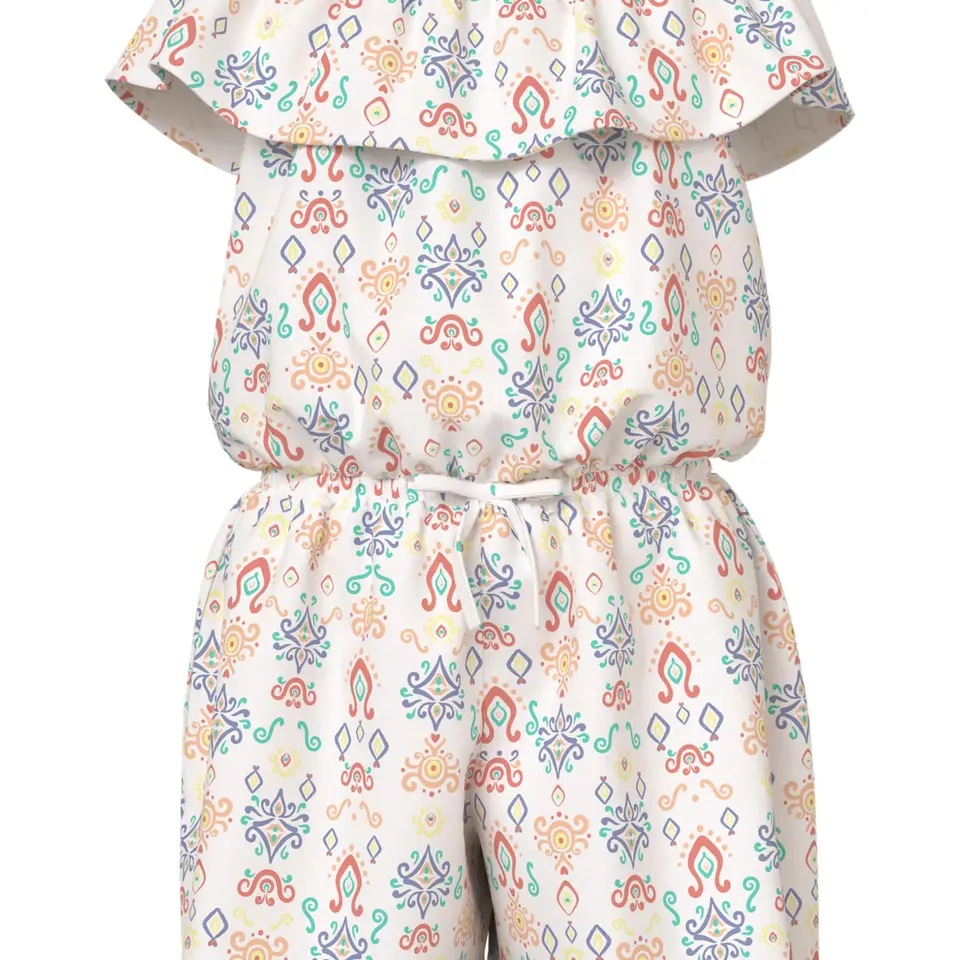 IT Mädchen Nkfvinaya Ss Playsuit Fffff Noos, White Alyssum, 152 cm