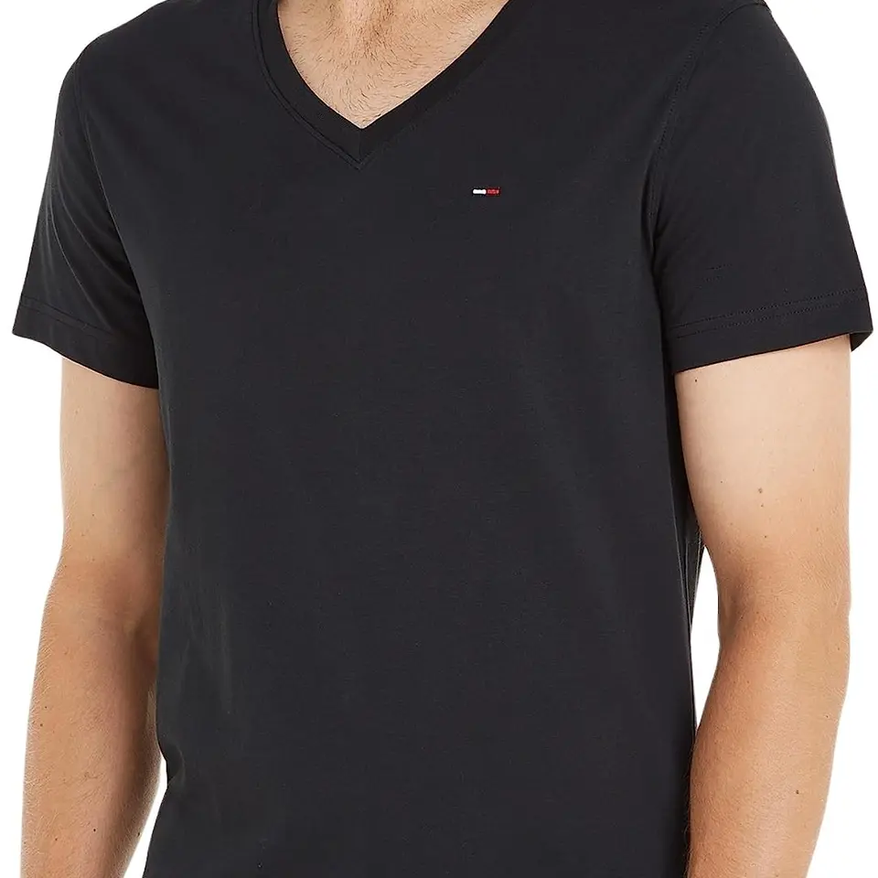 Tommy Jeans Herren Tjm Original Jersey V-Neck Tee Schwarz, L