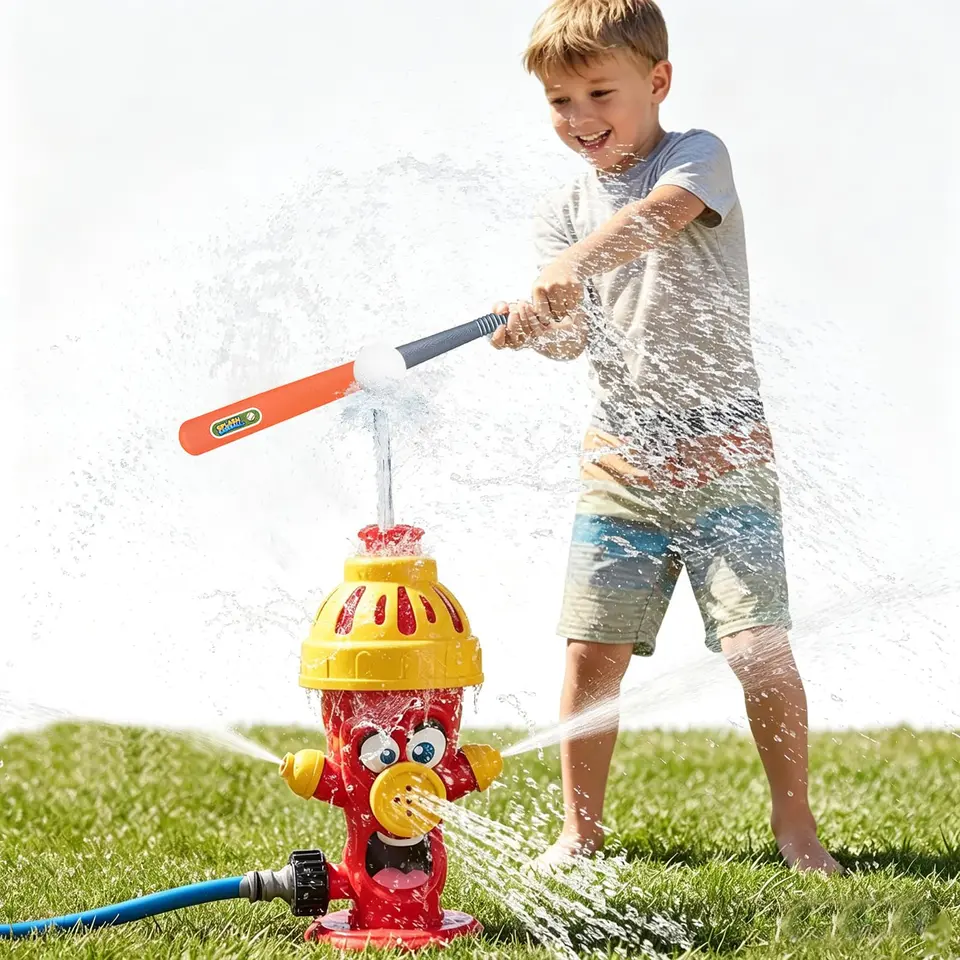 Xerteam Wasserspielzeug Kinder, Wasser-Sprinkler, Garten Twister Splash für Jungen und Mädchen 3-12 Jahre (Roter Hydrant)