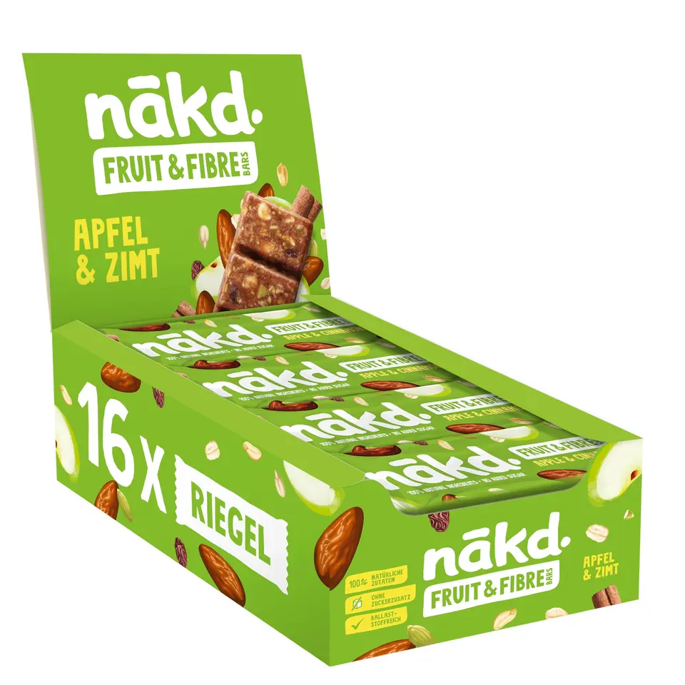 Nākd. Fruit & Fibre Apfel & Zimt | Riegel | 16 x 44g